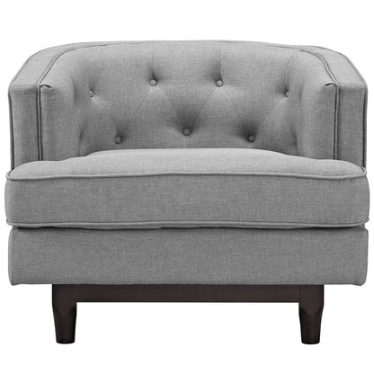 LSFH Unique Design True Innovations Coast Tufted Accent Chair Armchair with Solid Sagwan Wooden Legs Single Sofa Chair for Small Apartments, Living Room or Bedroom (Set of 2 Chairs, Light Grey)