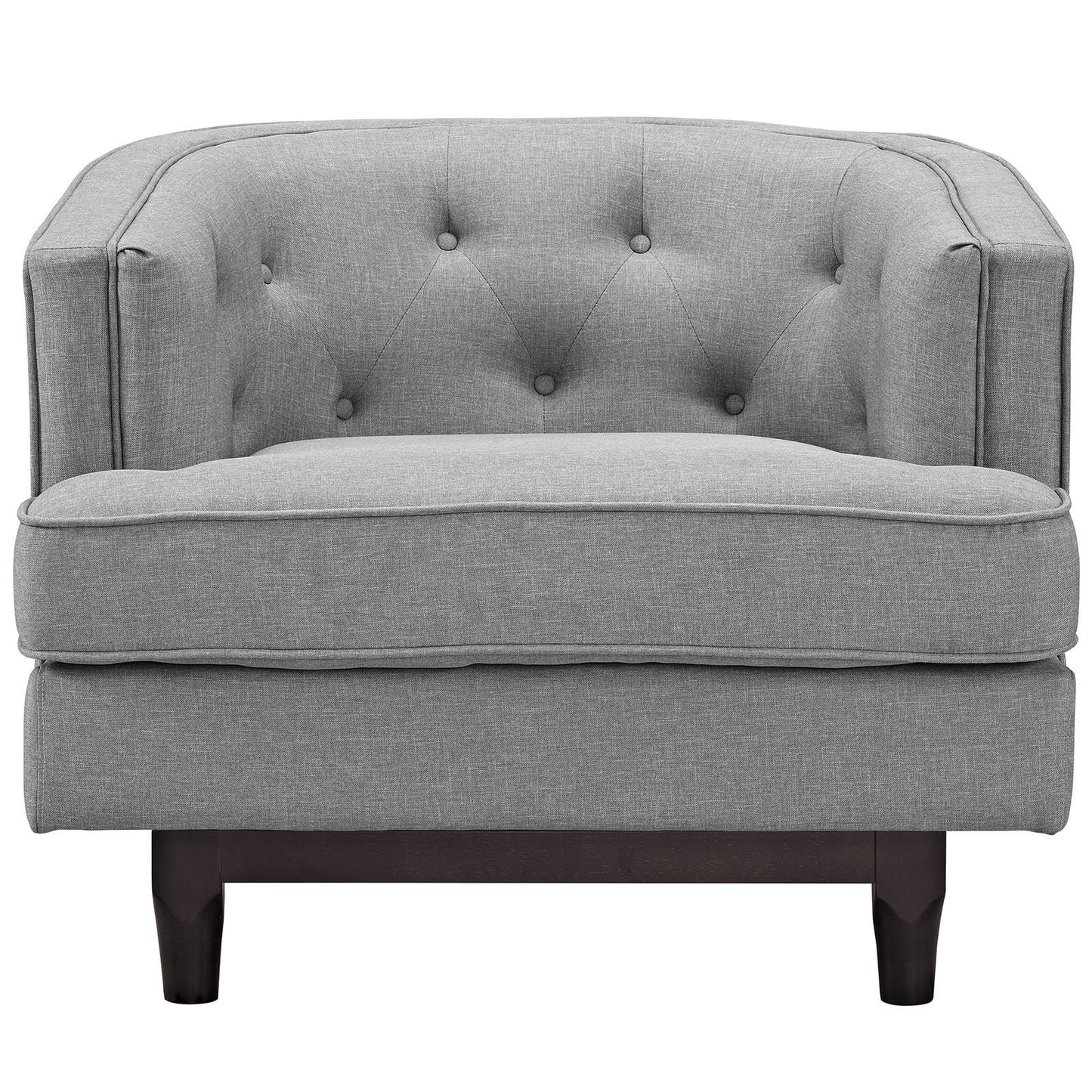 LSFH Unique Design True Innovations Coast Tufted Accent Chair Armchair with Solid Sagwan Wooden Legs Single Sofa Chair for Small Apartments, Living Room or Bedroom (1 Chair, Light Grey)