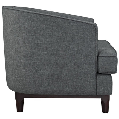 LSFH Unique Design True Innovations Coast Tufted Accent Chair Armchair with Solid Sagwan Wooden Legs Single Sofa Chair for Small Apartments, Living Room or Bedroom (1 Chair, Grey)