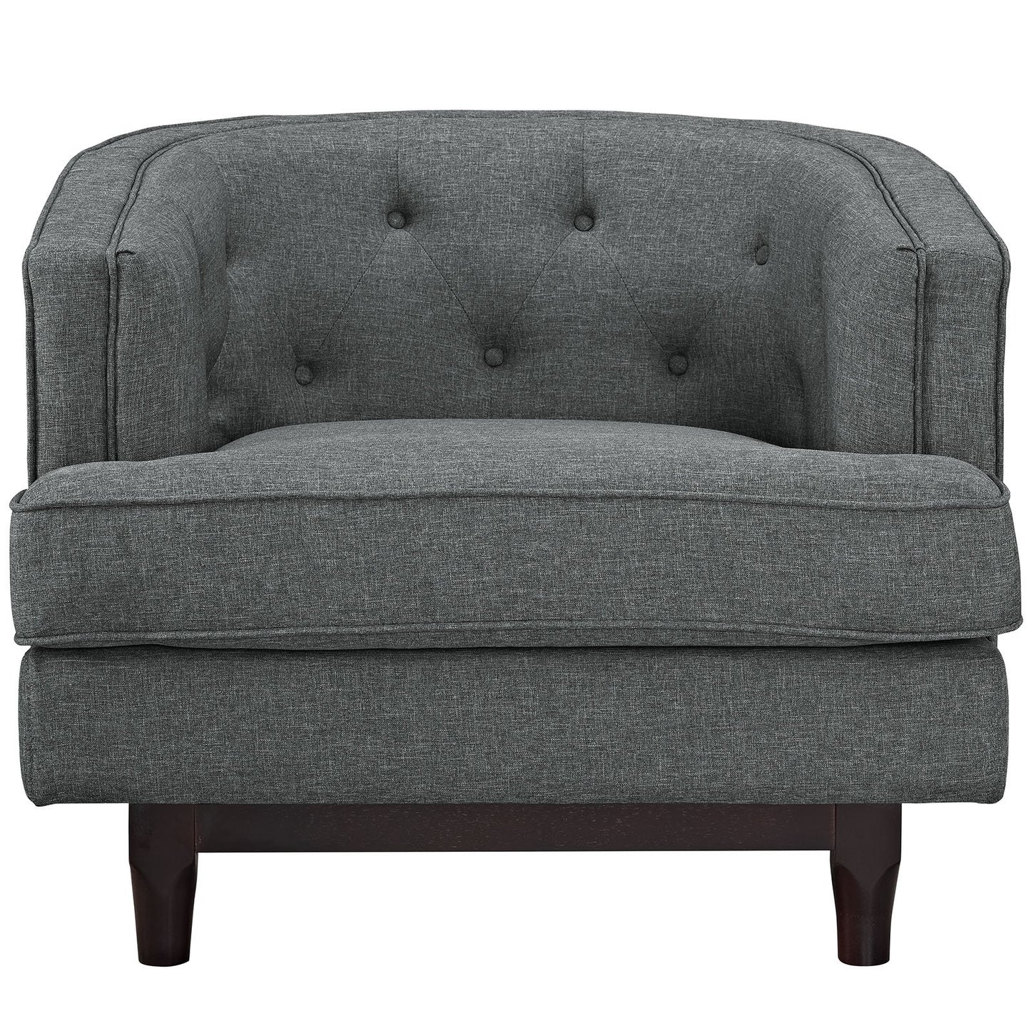 LSFH Unique Design True Innovations Coast Tufted Accent Chair Armchair with Solid Sagwan Wooden Legs Single Sofa Chair for Small Apartments, Living Room or Bedroom (1 Chair, Grey)