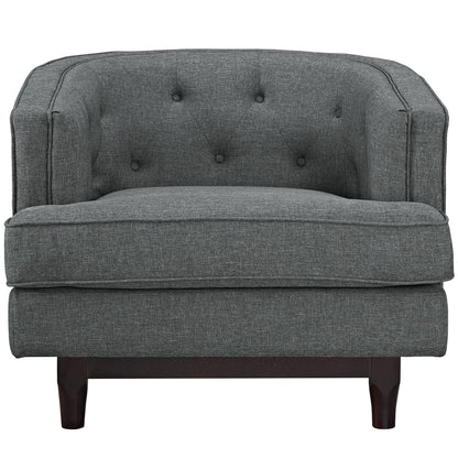 LSFH Unique Design True Innovations Coast Tufted Accent Chair Armchair with Solid Sagwan Wooden Legs Single Sofa Chair for Small Apartments, Living Room or Bedroom (1 Chair, Grey)