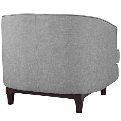 LSFH Unique Design True Innovations Coast Tufted Accent Chair Armchair with Solid Sagwan Wooden Legs Single Sofa Chair for Small Apartments, Living Room or Bedroom (1 Chair, Light Grey)