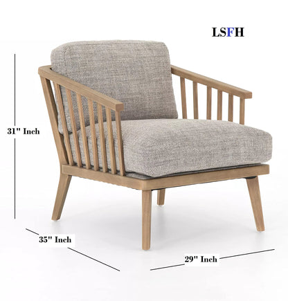 LSFH Unique Design True Innovations Coal Fabric Accent Chair Armchair with Solid Sagwan Wooden Frame Single Sofa Chair for Small Apartments, Living Room or Bedroom (1 Chair, Grey)