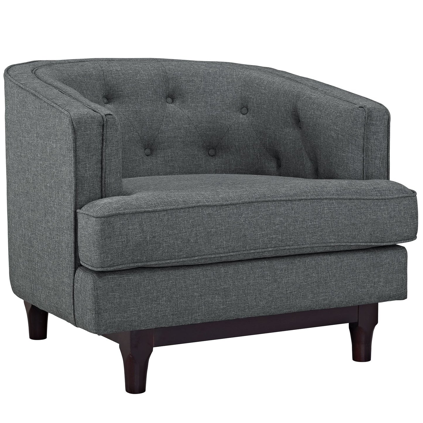 LSFH Unique Design True Innovations Coast Tufted Accent Chair Armchair with Solid Sagwan Wooden Legs Single Sofa Chair for Small Apartments, Living Room or Bedroom (Set of 2 Chairs, Grey)
