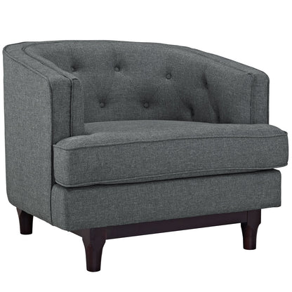 LSFH Unique Design True Innovations Coast Tufted Accent Chair Armchair with Solid Sagwan Wooden Legs Single Sofa Chair for Small Apartments, Living Room or Bedroom (1 Chair, Grey)