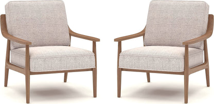 LSFH Unique Design True Innovations Artzhouse Accent Chair Armchair with Solid Sagwan Wooden Frame Single Sofa Chair for Small Apartments, Living Room or Bedroom (Set of 2 Chairs, Beige)