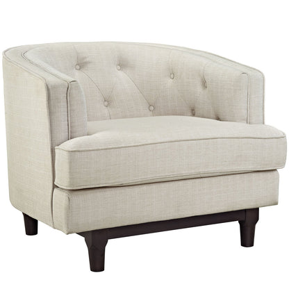 LSFH Unique Design True Innovations Coast Tufted Accent Chair Armchair with Solid Sagwan Wooden Legs Single Sofa Chair for Small Apartments, Living Room or Bedroom (Set of 2 Chairs, Beige)