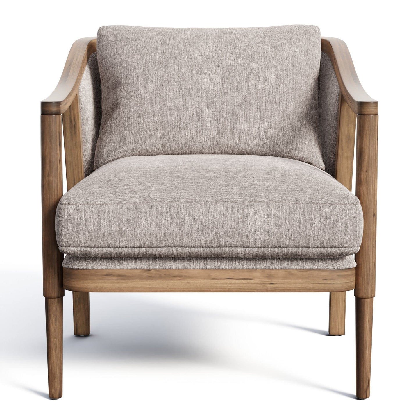 LSFH Unique Design True Innovations Lynz Accent Chair Armchair with Solid Sagwan Wooden Frame Single Sofa Chair for Small Apartments, Living Room or Bedroom (1 Chair, Beige)
