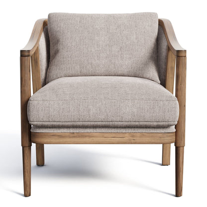 LSFH Unique Design True Innovations Lynz Accent Chair Armchair with Solid Sagwan Wooden Frame Single Sofa Chair for Small Apartments, Living Room or Bedroom (1 Chair, Beige)