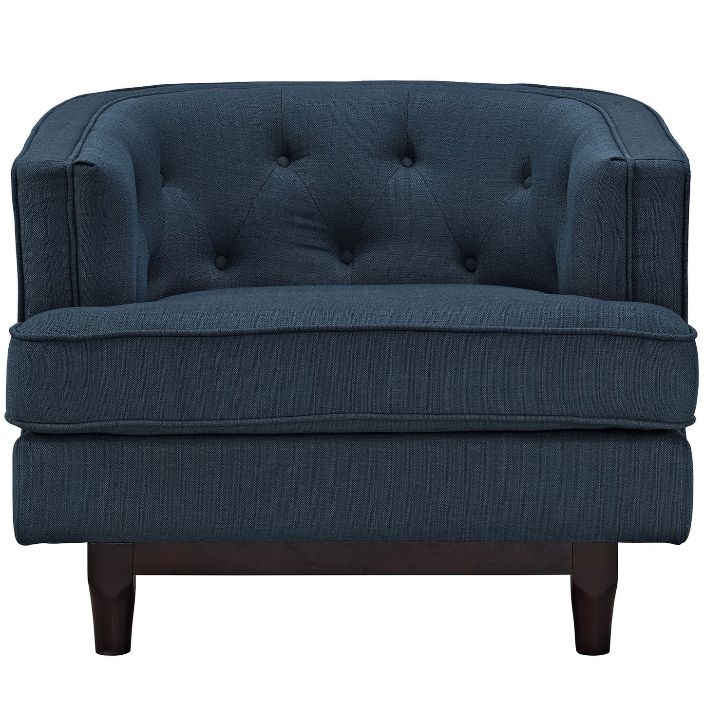 LSFH Unique Design True Innovations Coast Tufted Accent Chair Armchair with Solid Sagwan Wooden Legs Single Sofa Chair for Small Apartments, Living Room or Bedroom (Set of 2 Chairs, Blue)