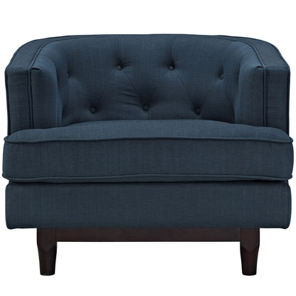 LSFH Unique Design True Innovations Coast Tufted Accent Chair Armchair with Solid Sagwan Wooden Legs Single Sofa Chair for Small Apartments, Living Room or Bedroom (Set of 2 Chairs, Blue)