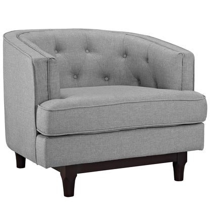 LSFH Unique Design True Innovations Coast Tufted Accent Chair Armchair with Solid Sagwan Wooden Legs Single Sofa Chair for Small Apartments, Living Room or Bedroom (1 Chair, Light Grey)